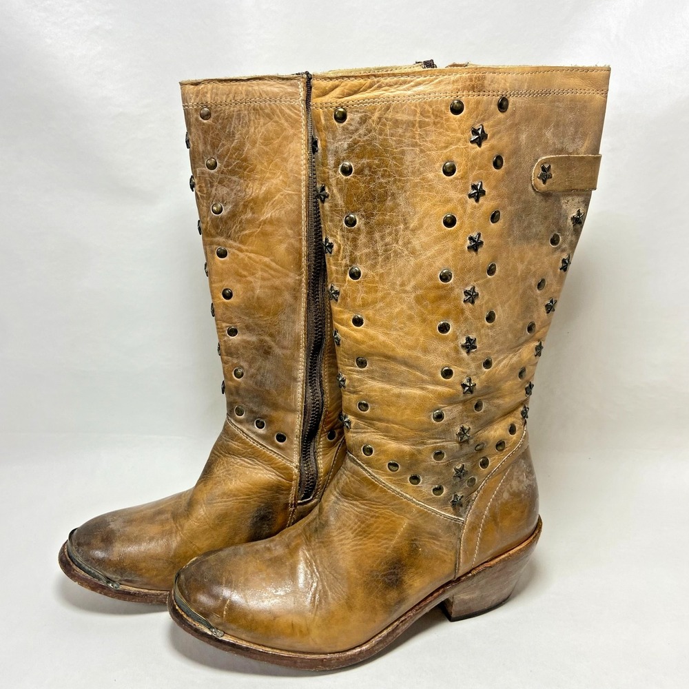 Bed Stu Cobbler Series Star Studded Brown Leather‎ Boots 712 Womens 7.5 Mexico